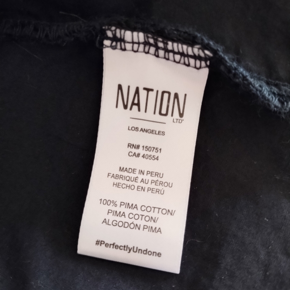 NATION LTD Geneva Romantic Black Pima Cotton Blouse L - Picture 6 of 7